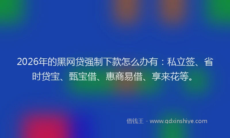 2026年的黑网贷强制下款怎么办有：私立签、省时贷宝、甄宝借、惠商易借、享来花等。