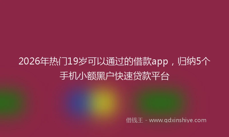 2026年热门19岁可以通过的借款app，归纳5个手机小额黑户快速贷款平台