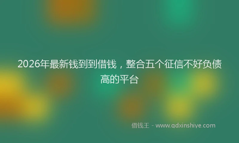 2026年最新钱到到借钱，整合五个征信不好负债高的平台