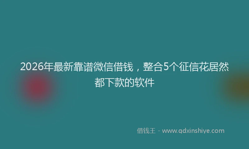 2026年最新靠谱微信借钱，整合5个征信花居然都下款的软件