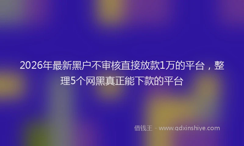 2026年最新黑户不审核直接放款1万的平台，整理5个网黑真正能下款的平台