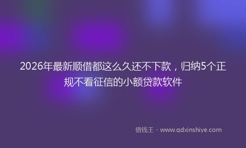 2026年最新顺借都这么久还不下款，归纳5个正规不看征信的小额贷款软件