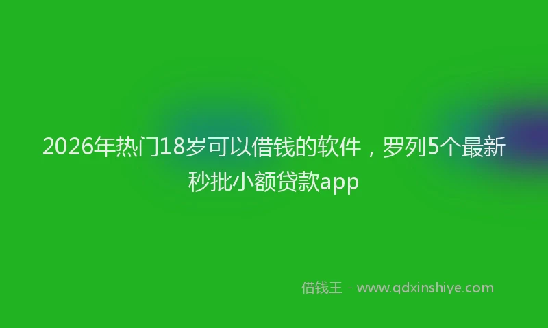 2026年热门18岁可以借钱的软件，罗列5个最新秒批小额贷款app