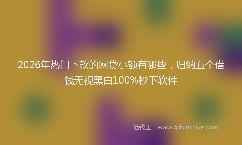 2026年热门下款的网贷小额有哪些，归纳五个借钱无视黑白100%秒下软件