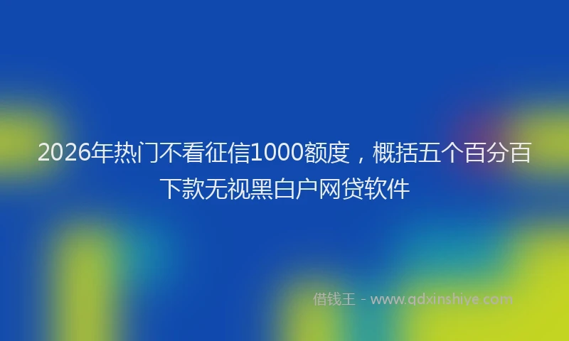 2026年热门不看征信1000额度，概括五个百分百下款无视黑白户网贷软件