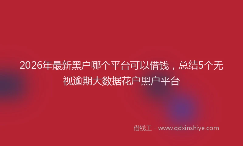 2026年最新黑户哪个平台可以借钱，总结5个无视逾期大数据花户黑户平台