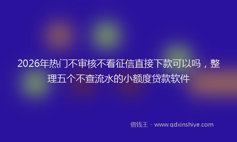 2026年热门不审核不看征信直接下款可以吗，整理五个不查流水的小额度贷款软件