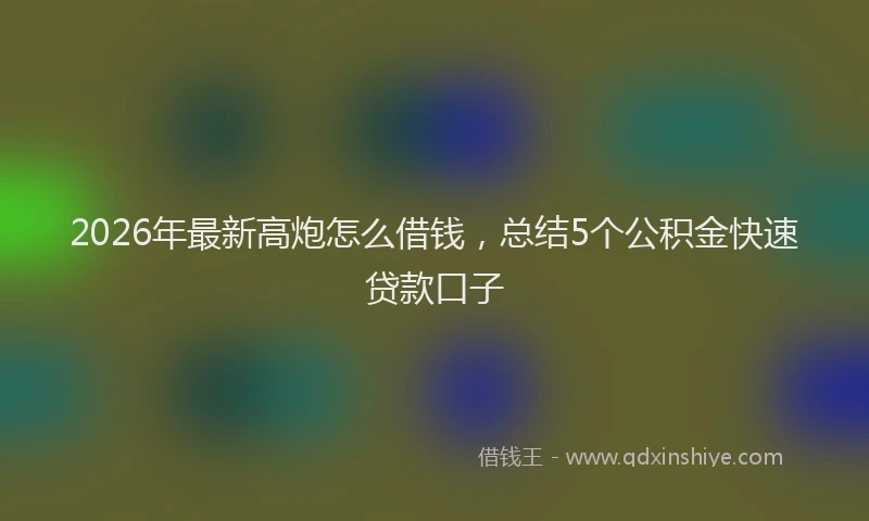 2026年最新高炮怎么借钱，总结5个公积金快速贷款口子