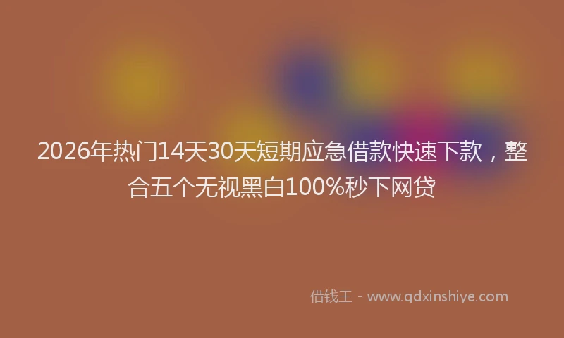 2026年热门14天30天短期应急借款快速下款，整合五个无视黑白100%秒下网贷