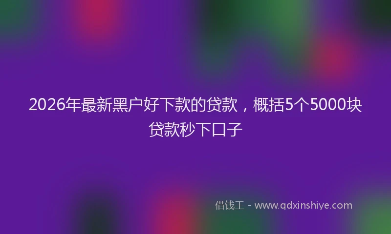 2026年最新黑户好下款的贷款，概括5个5000块贷款秒下口子