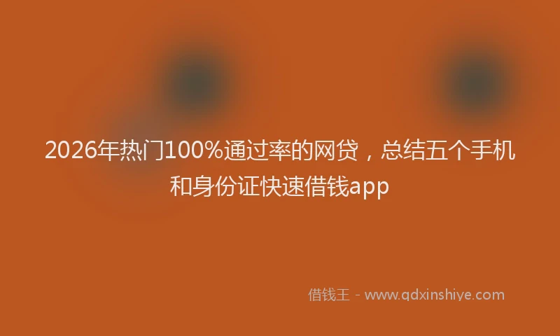 2026年热门100%通过率的网贷，总结五个手机和身份证快速借钱app