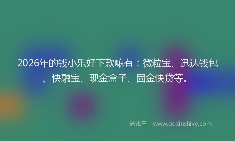 2026年的钱小乐好下款嘛有：微粒宝、迅达钱包、快融宝、现金盒子、固金快贷等。