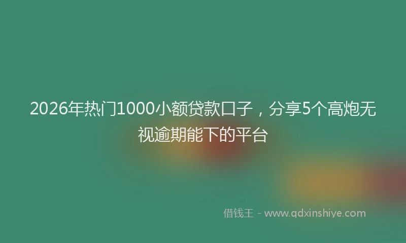 2026年热门1000小额贷款口子，分享5个高炮无视逾期能下的平台