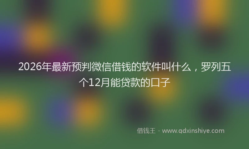 2026年最新预判微信借钱的软件叫什么，罗列五个12月能贷款的口子