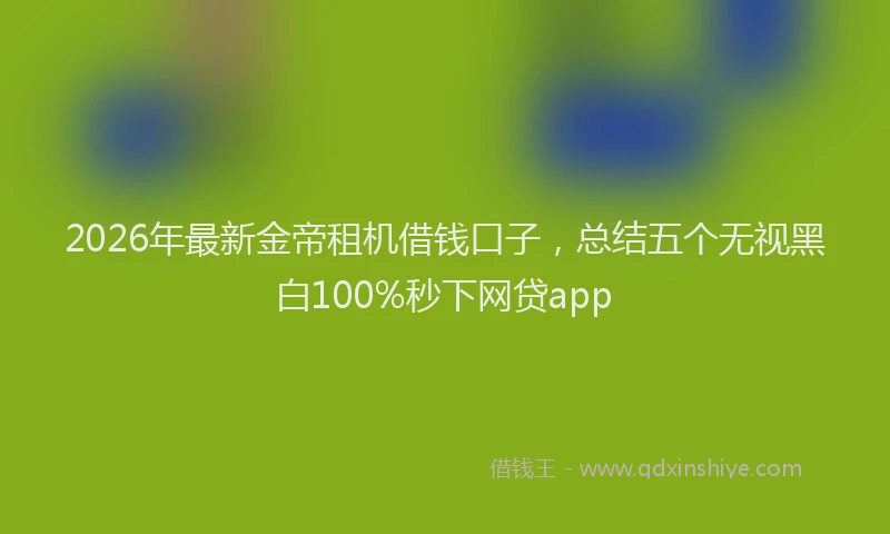 2026年最新金帝租机借钱口子，总结五个无视黑白100%秒下网贷app
