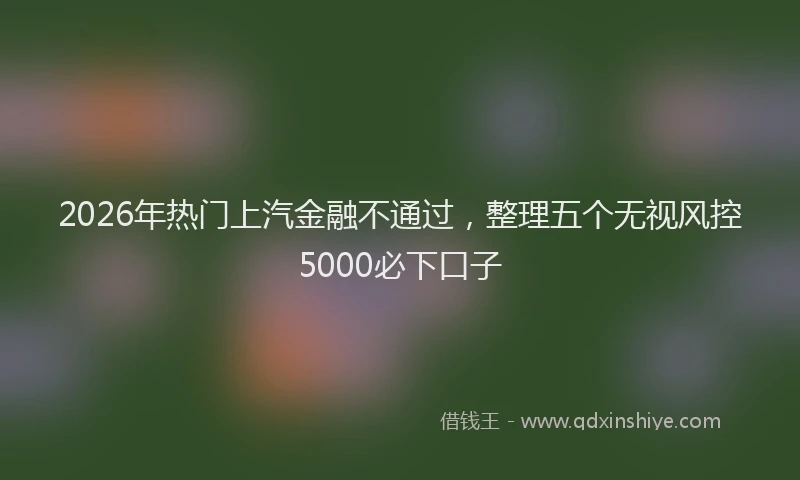 2026年热门上汽金融不通过，整理五个无视风控5000必下口子