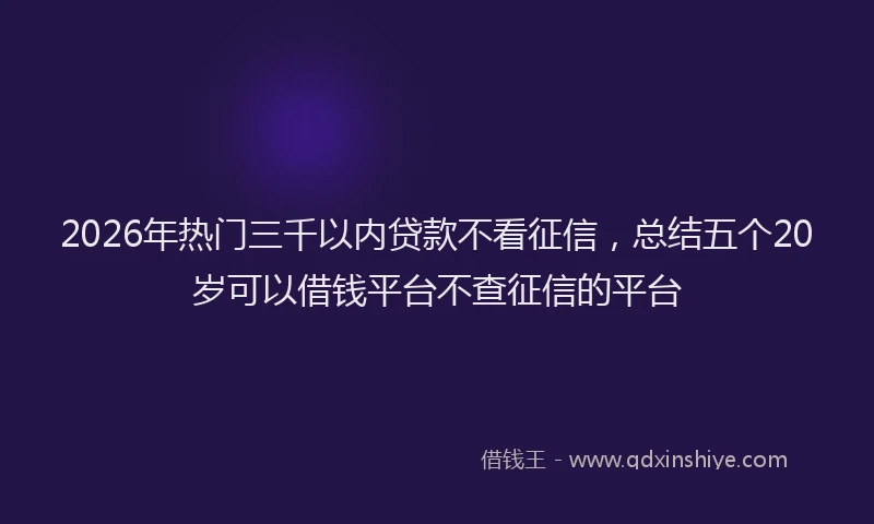 2026年热门三千以内贷款不看征信，总结五个20岁可以借钱平台不查征信的平台
