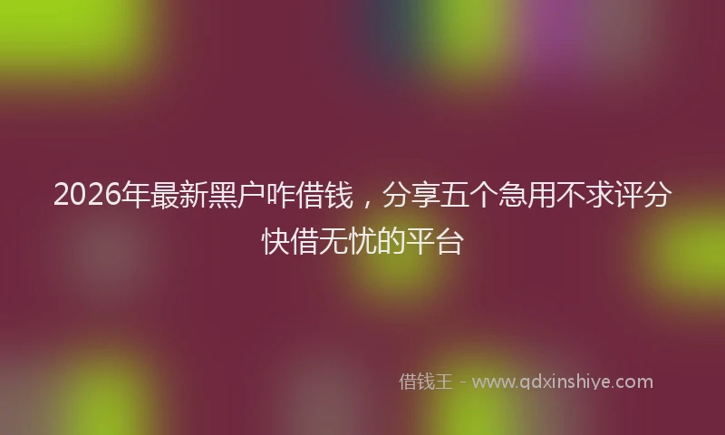 2026年最新黑户咋借钱，分享五个急用不求评分快借无忧的平台