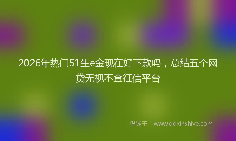 2026年热门51生e金现在好下款吗，总结五个网贷无视不查征信平台