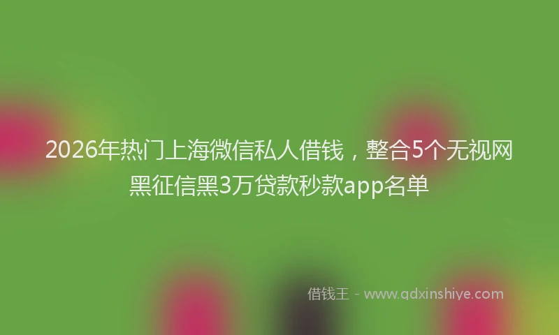 2026年热门上海微信私人借钱，整合5个无视网黑征信黑3万贷款秒款app名单