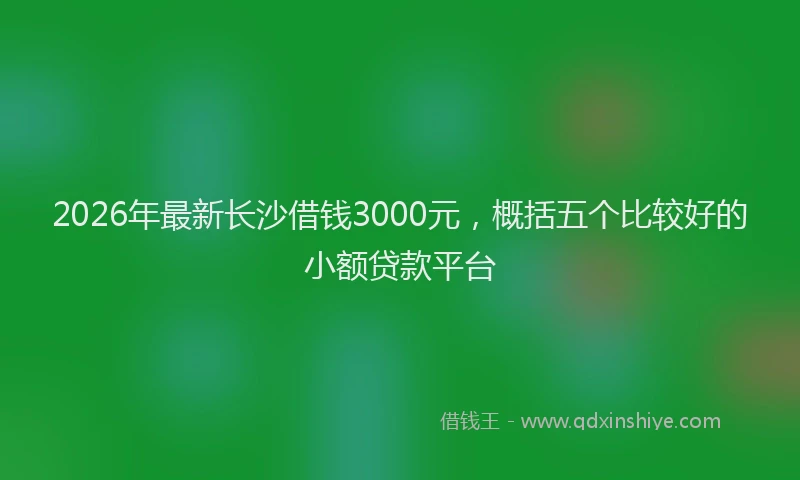 2026年最新长沙借钱3000元，概括五个比较好的小额贷款平台
