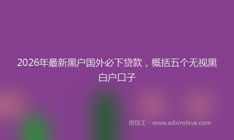 2026年最新黑户国外必下贷款，概括五个无视黑白户口子
