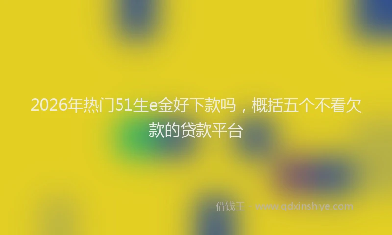 2026年热门51生e金好下款吗，概括五个不看欠款的贷款平台