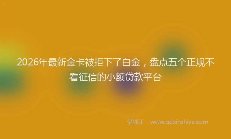 2026年最新金卡被拒下了白金，盘点五个正规不看征信的小额贷款平台