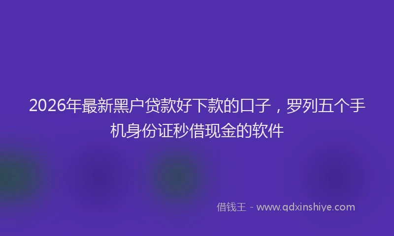 2026年最新黑户贷款好下款的口子，罗列五个手机身份证秒借现金的软件