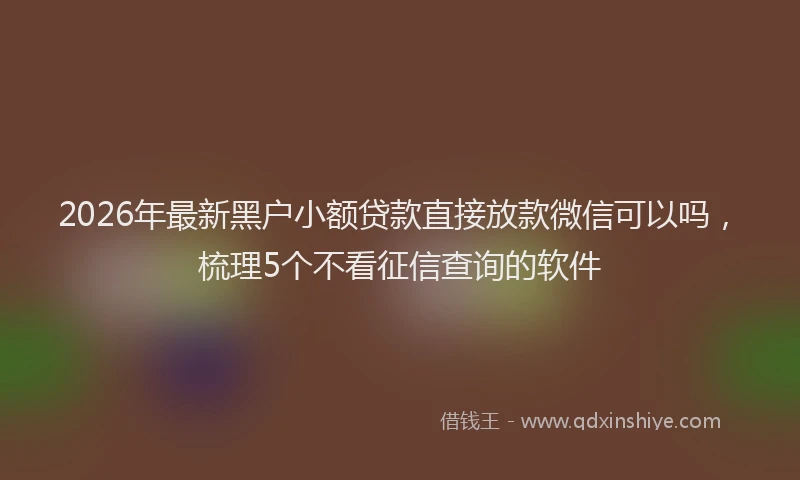 2026年最新黑户小额贷款直接放款微信可以吗，梳理5个不看征信查询的软件