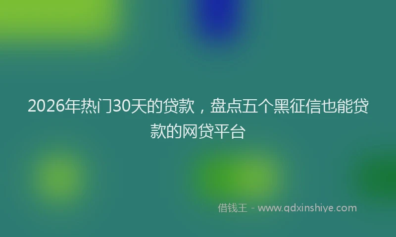 2026年热门30天的贷款，盘点五个黑征信也能贷款的网贷平台