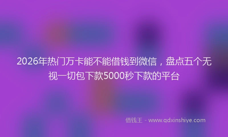 2026年热门万卡能不能借钱到微信，盘点五个无视一切包下款5000秒下款的平台