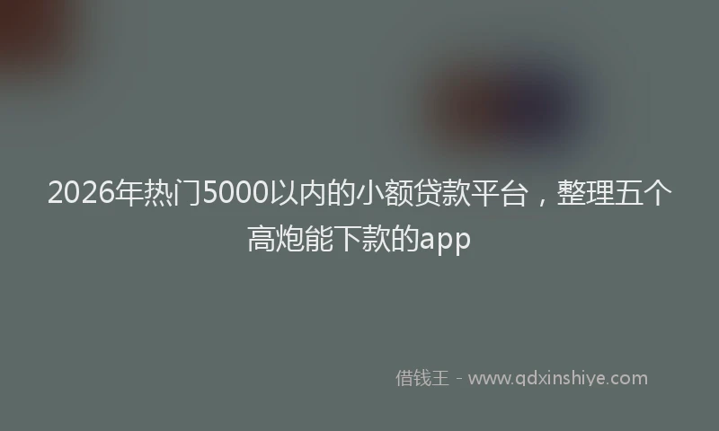 2026年热门5000以内的小额贷款平台，整理五个高炮能下款的app