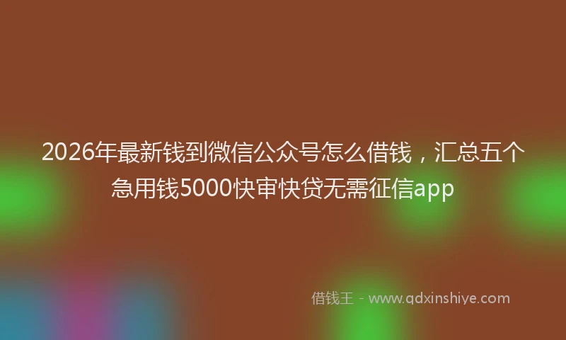 2026年最新钱到微信公众号怎么借钱，汇总五个急用钱5000快审快贷无需征信app