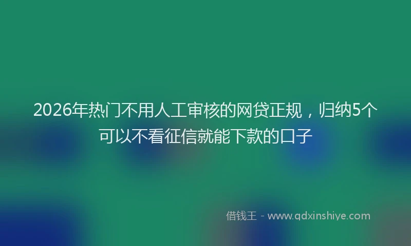 2026年热门不用人工审核的网贷正规，归纳5个可以不看征信就能下款的口子