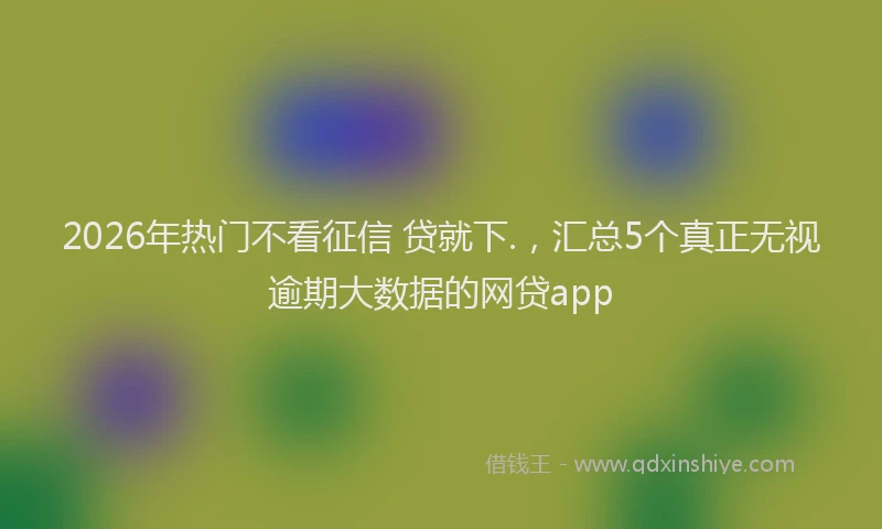 2026年热门不看征信 贷就下.，汇总5个真正无视逾期大数据的网贷app