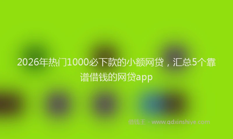 2026年热门1000必下款的小额网贷，汇总5个靠谱借钱的网贷app