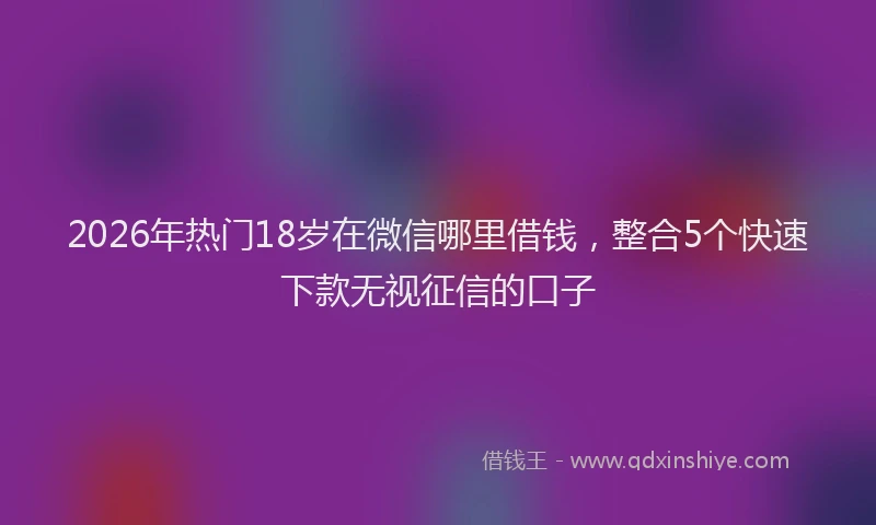 2026年热门18岁在微信哪里借钱，整合5个快速下款无视征信的口子
