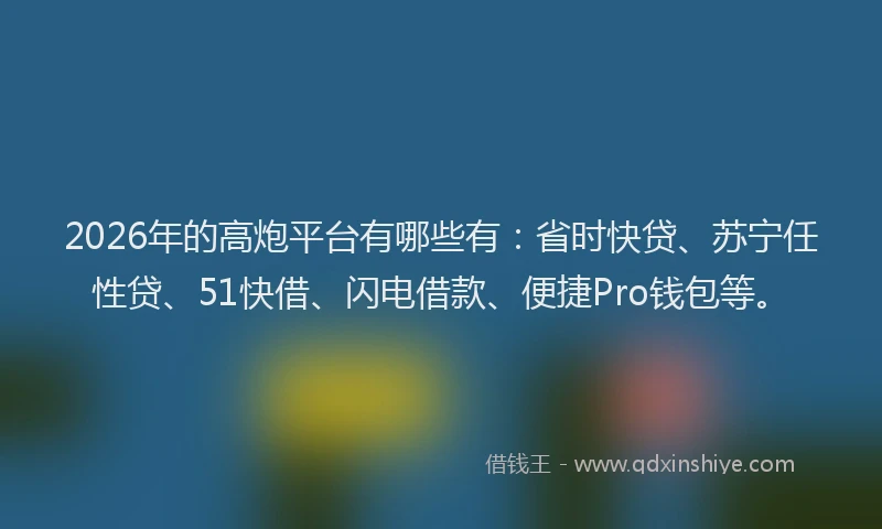 2026年的高炮平台有哪些有：省时快贷、苏宁任性贷、51快借、闪电借款、便捷Pro钱包等。