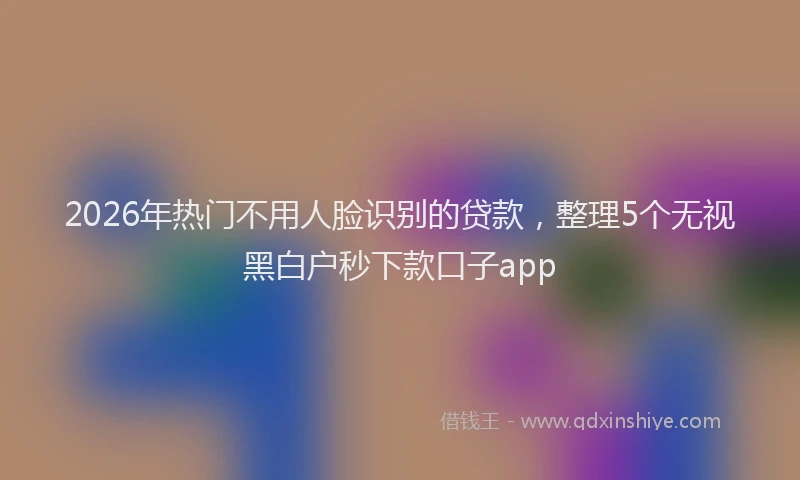 2026年热门不用人脸识别的贷款，整理5个无视黑白户秒下款口子app