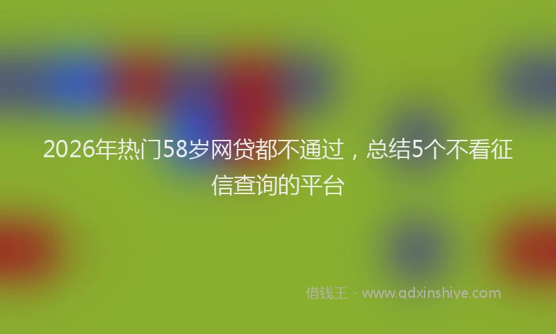 2026年热门58岁网贷都不通过，总结5个不看征信查询的平台