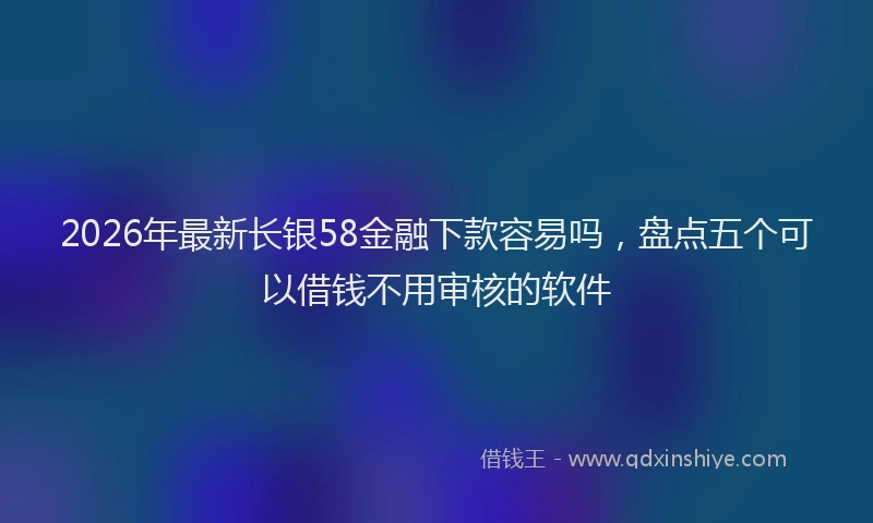 2026年最新长银58金融下款容易吗，盘点五个可以借钱不用审核的软件