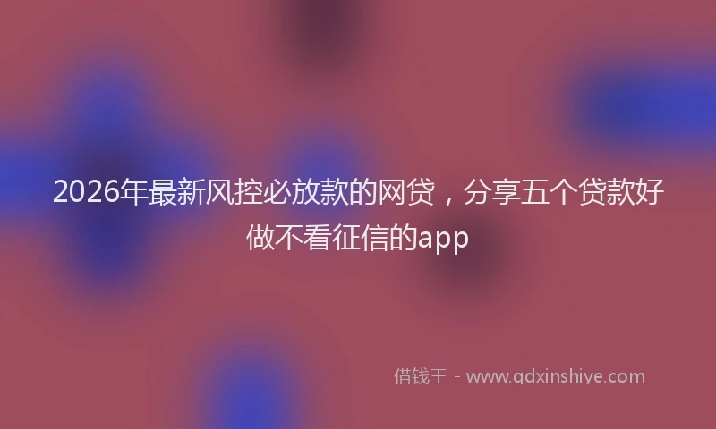 2026年最新风控必放款的网贷，分享五个贷款好做不看征信的app