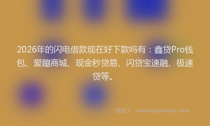 2026年的闪电借款现在好下款吗有：鑫贷Pro钱包、爱蹦商城、现金秒贷易、闪贷宝速融、极速贷等。