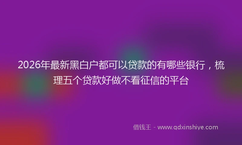 2026年最新黑白户都可以贷款的有哪些银行，梳理五个贷款好做不看征信的平台