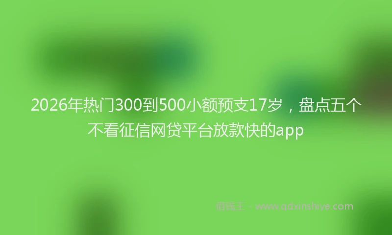 2026年热门300到500小额预支17岁，盘点五个不看征信网贷平台放款快的app