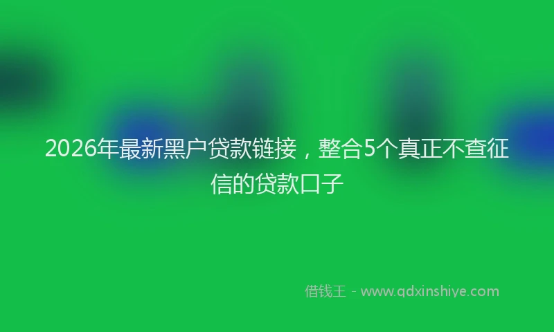 2026年最新黑户贷款链接，整合5个真正不查征信的贷款口子