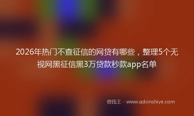2026年热门不查征信的网贷有哪些，整理5个无视网黑征信黑3万贷款秒款app名单