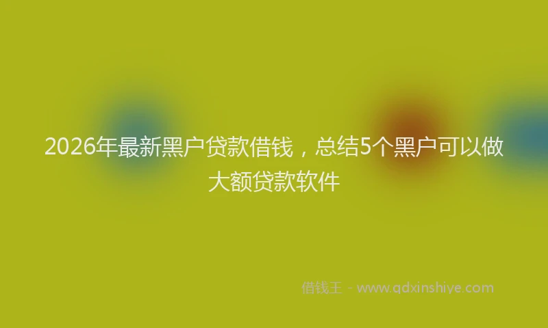2026年最新黑户贷款借钱，总结5个黑户可以做大额贷款软件