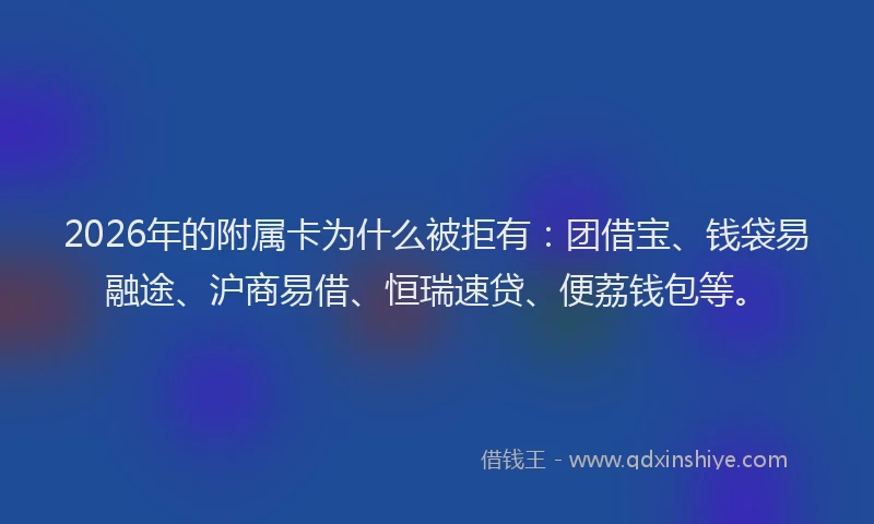 2026年的附属卡为什么被拒有：团借宝、钱袋易融途、沪商易借、恒瑞速贷、便荔钱包等。